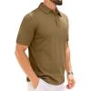 Alimens & Gentle Mens Polo Shirt Short Sleeve Tactical Dry Fit Golf Shirts Stretch Work Collared Tops Outdoor Sport Tennis(Brown)