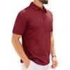 Alimens & Gentle Mens Polo Shirt Short Sleeve Tactical Dry Fit Golf Shirts Stretch Work Collared Tops Outdoor Sport Tennis(Burgundy)