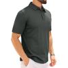Alimens & Gentle Mens Polo Shirt Short Sleeve Tactical Dry Fit Golf Shirts Stretch Work Collared Tops Outdoor Sport Tennis(Dark Grey)