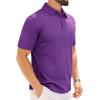 Alimens & Gentle Mens Polo Shirt Short Sleeve Tactical Dry Fit Golf Shirts Stretch Work Collared Tops Outdoor Sport Tennis(Purple)