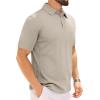 Alimens & Gentle Mens Polo Shirt Short Sleeve Tactical Dry Fit Golf Shirts Stretch Work Collared Tops Outdoor Sport Tennis(Tan)