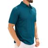 Alimens & Gentle Mens Polo Shirt Short Sleeve Tactical Dry Fit Golf Shirts Stretch Work Collared Tops Outdoor Sport Tennis(Teal)