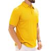Alimens & Gentle Mens Polo Shirt Short Sleeve Tactical Dry Fit Golf Shirts Stretch Work Collared Tops Outdoor Sport Tennis(Yellow)