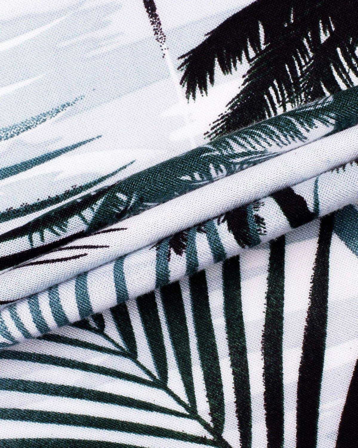 imageAlimens amp Gentle Hawaiian Shirt for Men Summer Beach Casual Short Sleeve Button Down Shirts Printed Tropical Vacation ShirtsBlack White Palm