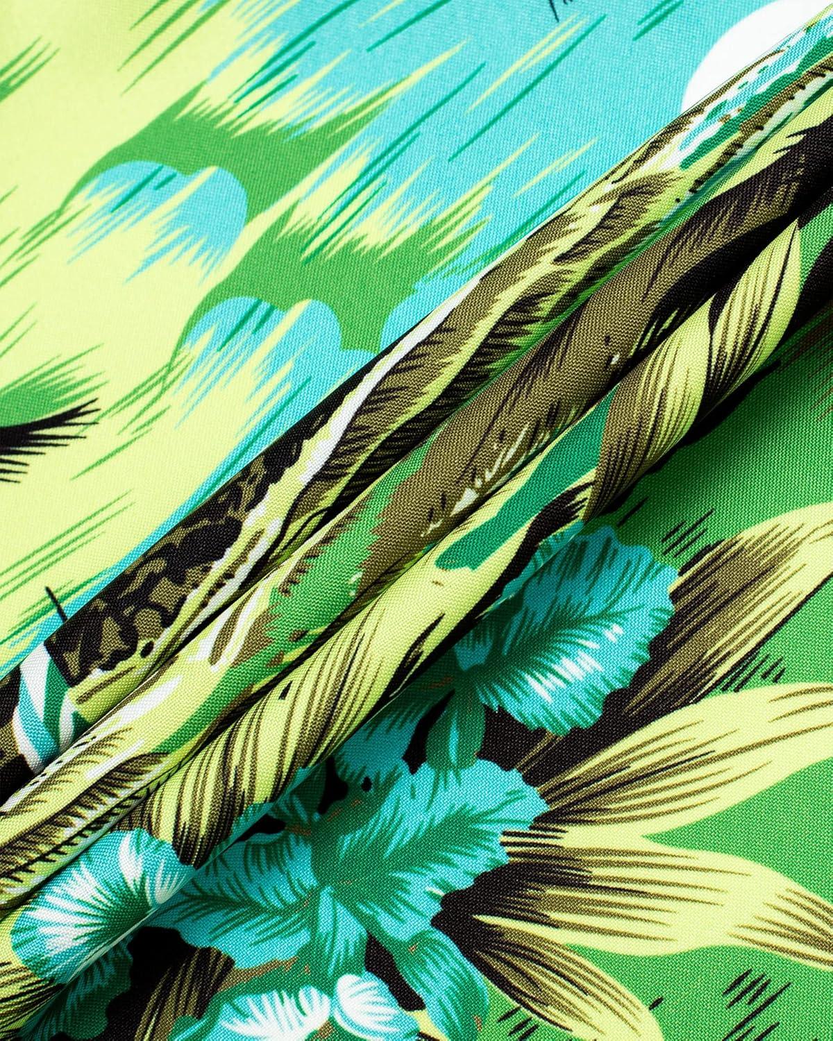 imageAlimens amp Gentle Hawaiian Shirt for Men Summer Beach Casual Short Sleeve Button Down Shirts Printed Tropical Vacation ShirtsGreen Beach