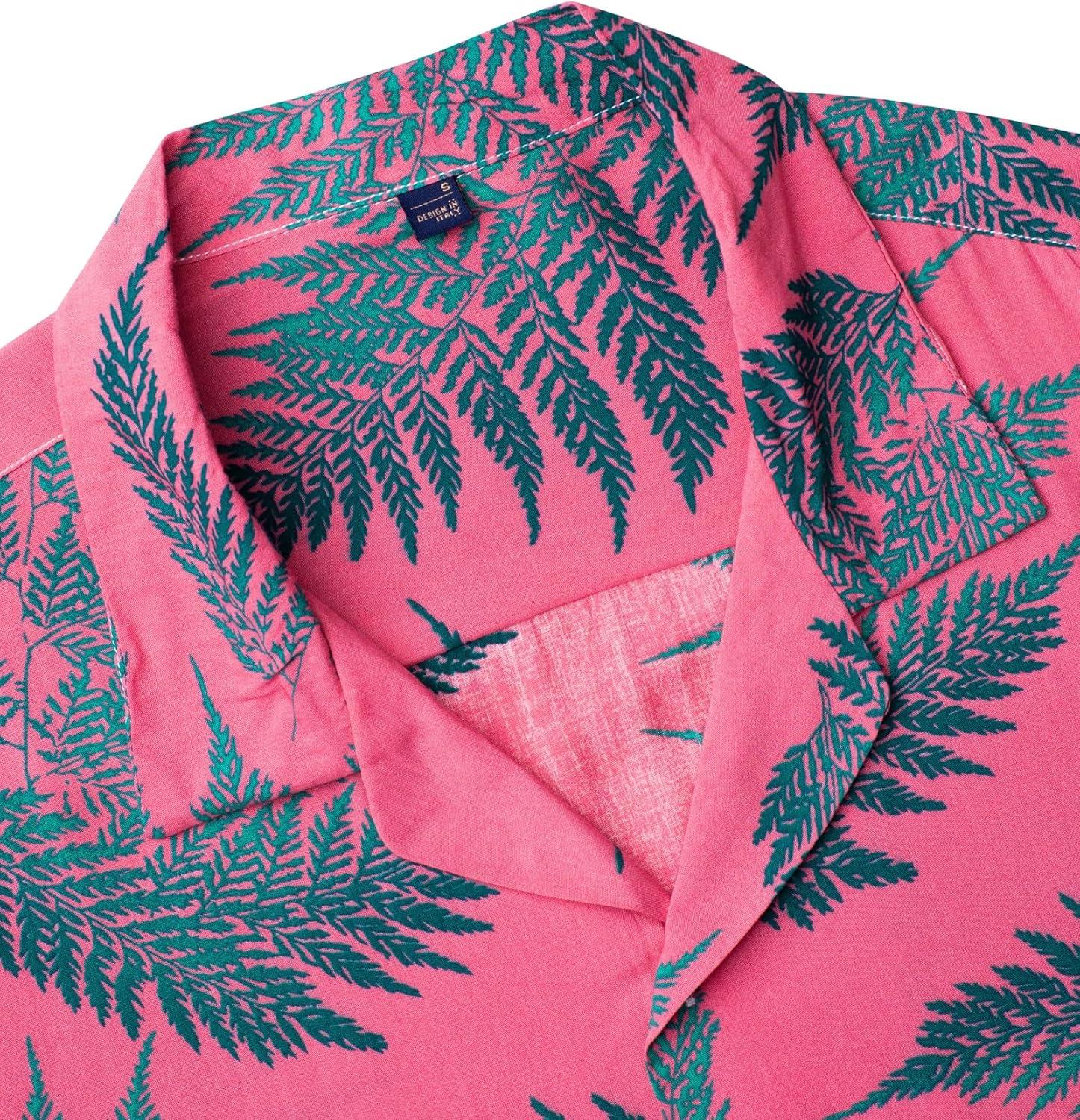 imageAlimens amp Gentle Hawaiian Shirt for Men Summer Beach Casual Short Sleeve Button Down Shirts Printed Tropical Vacation ShirtsPink Blue