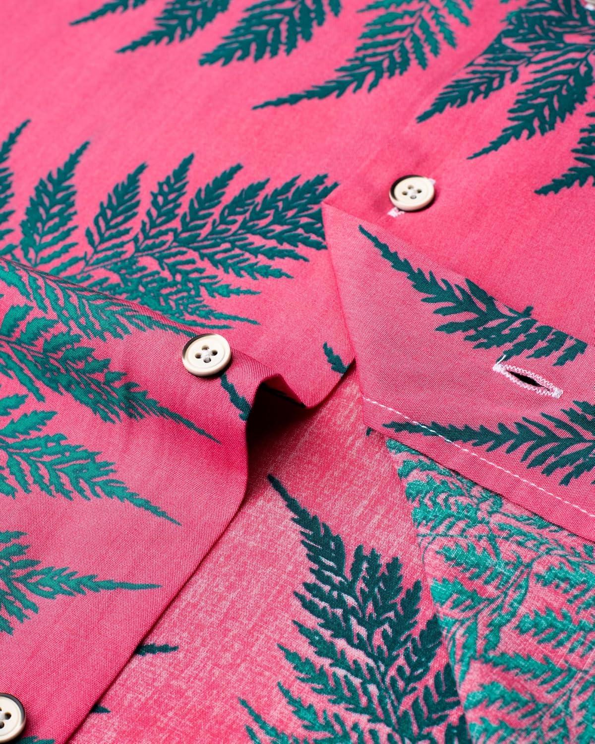 imageAlimens amp Gentle Hawaiian Shirt for Men Summer Beach Casual Short Sleeve Button Down Shirts Printed Tropical Vacation ShirtsPink Blue