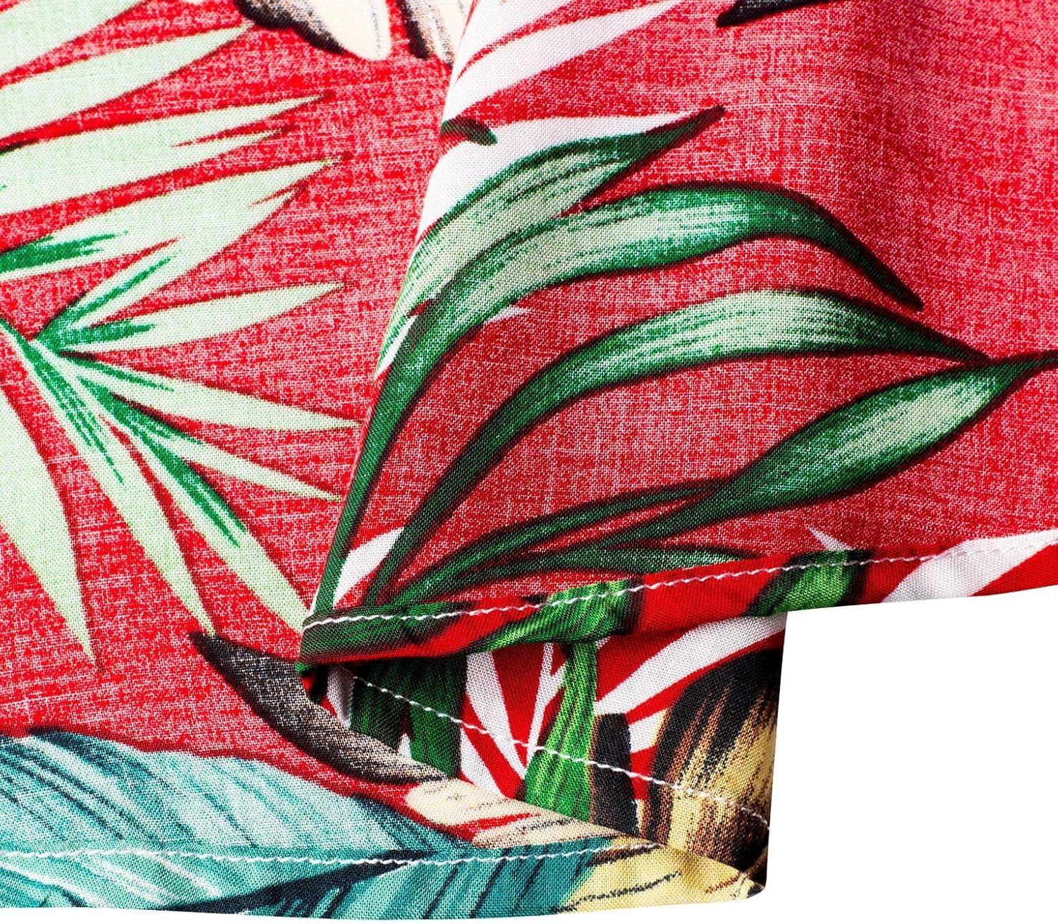 imageAlimens amp Gentle Hawaiian Shirt for Men Summer Beach Casual Short Sleeve Button Down Shirts Printed Tropical Vacation ShirtsRed Green