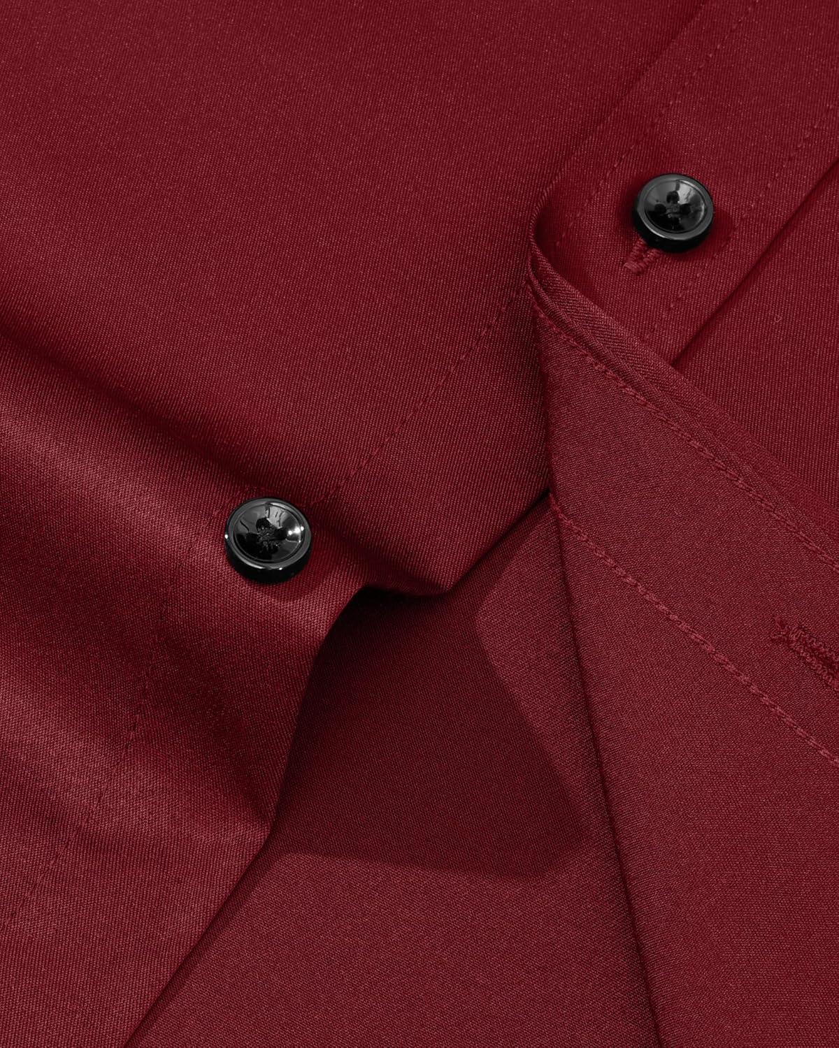 imageAlimens amp Gentle Mens Dress Shirts Long Sleeve Wrinkle Free Stretch Business Casual Wedding Button Down ShirtBurgundy