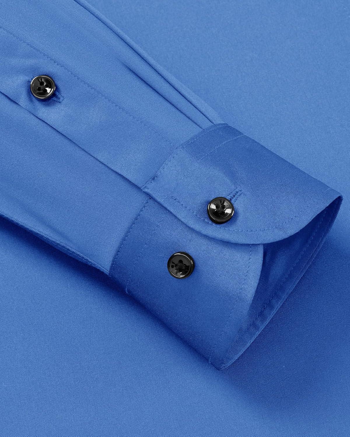 imageAlimens amp Gentle Mens Dress Shirts Long Sleeve Wrinkle Free Stretch Business Casual Wedding Button Down ShirtClassic Blue