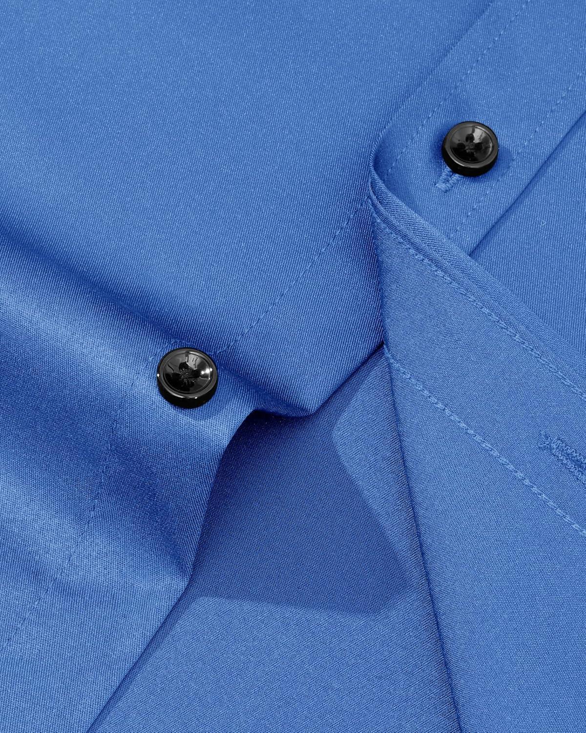 imageAlimens amp Gentle Mens Dress Shirts Long Sleeve Wrinkle Free Stretch Business Casual Wedding Button Down ShirtClassic Blue