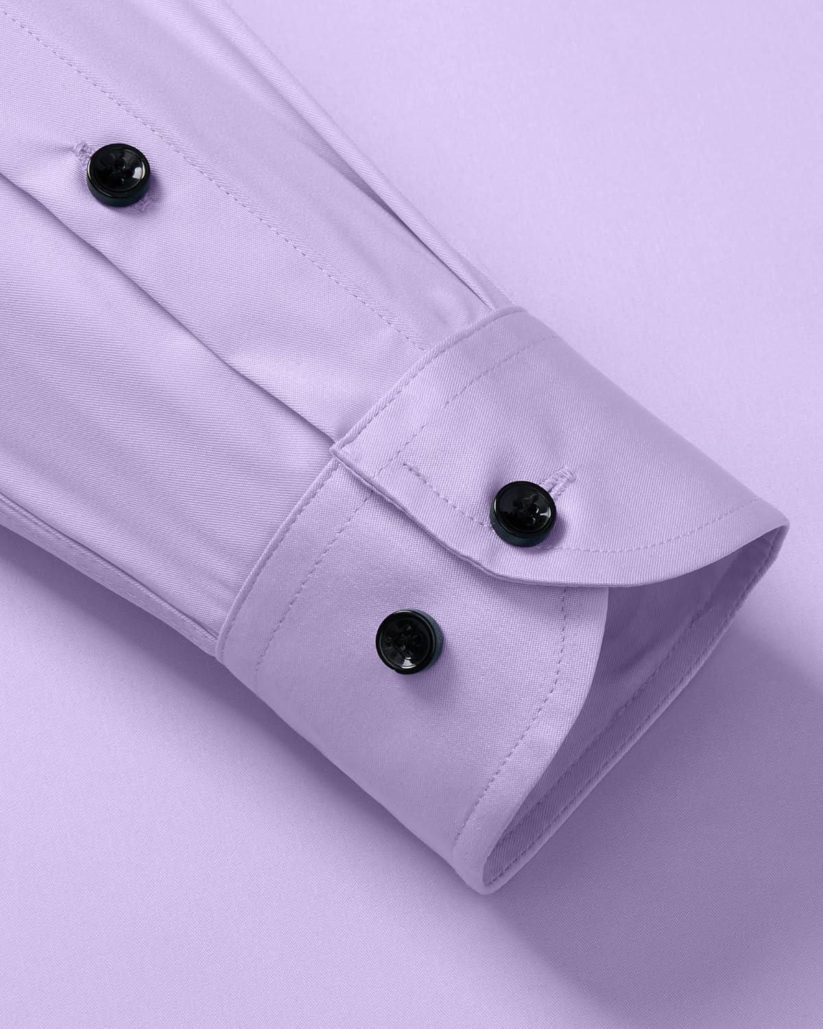 imageAlimens amp Gentle Mens Dress Shirts Long Sleeve Wrinkle Free Stretch Business Casual Wedding Button Down ShirtLavender