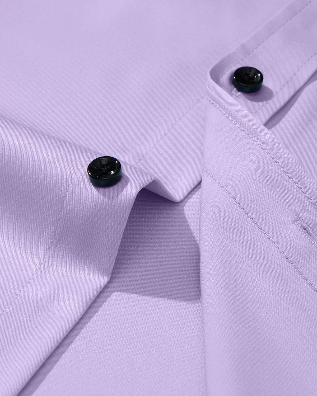 imageAlimens amp Gentle Mens Dress Shirts Long Sleeve Wrinkle Free Stretch Business Casual Wedding Button Down ShirtLavender