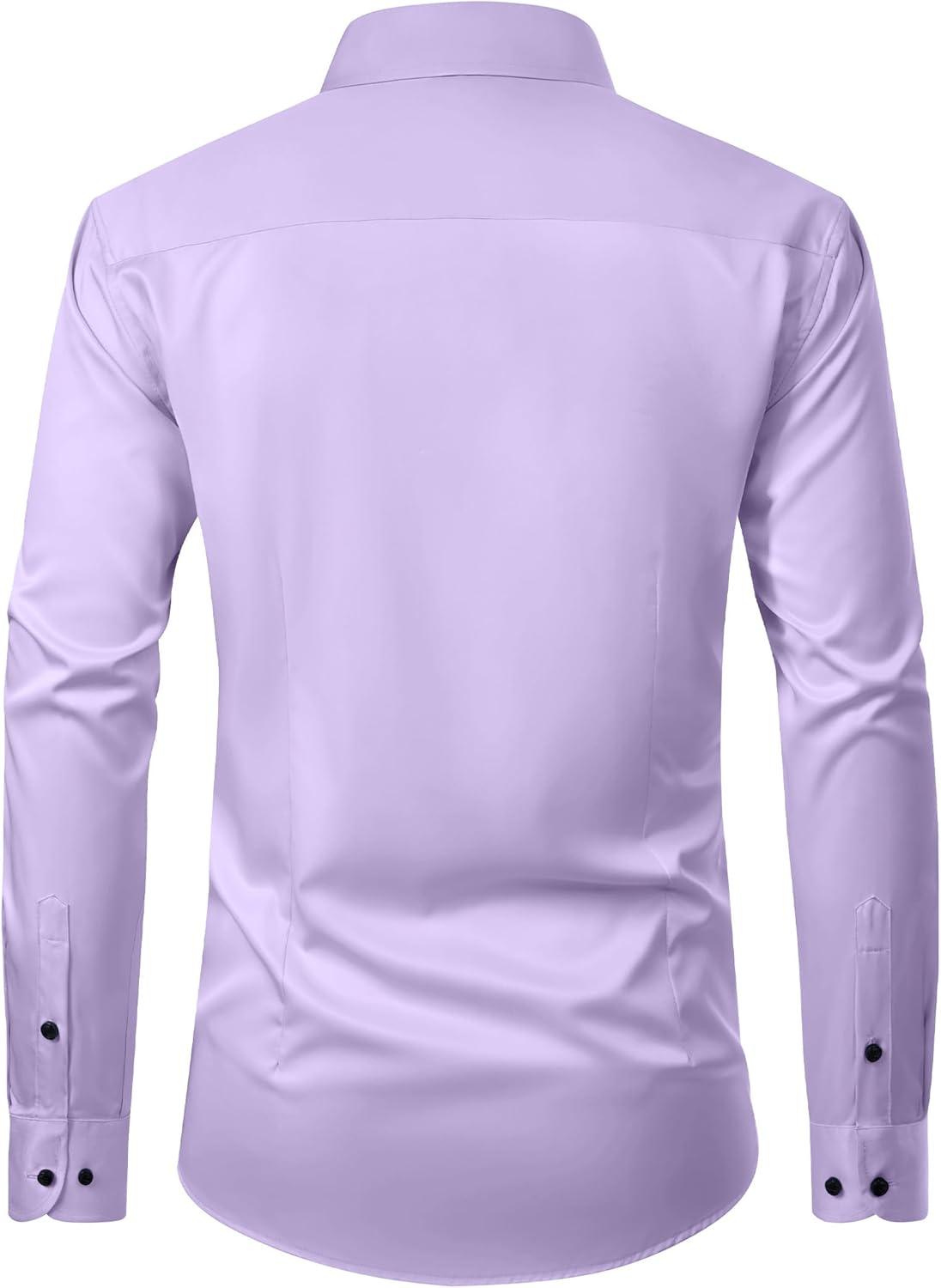 imageAlimens amp Gentle Mens Dress Shirts Long Sleeve Wrinkle Free Stretch Business Casual Wedding Button Down ShirtLavender