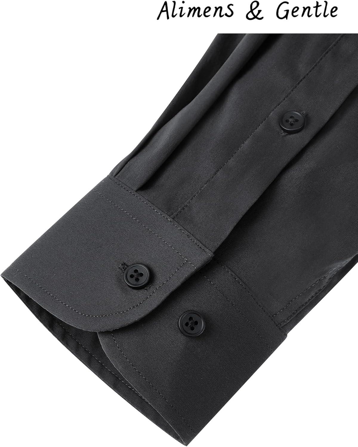 imageAlimens amp Gentle Mens Dress Shirts Long Sleeve WrinkleResistant Solid Stretch Button Down ShirtDark Gery