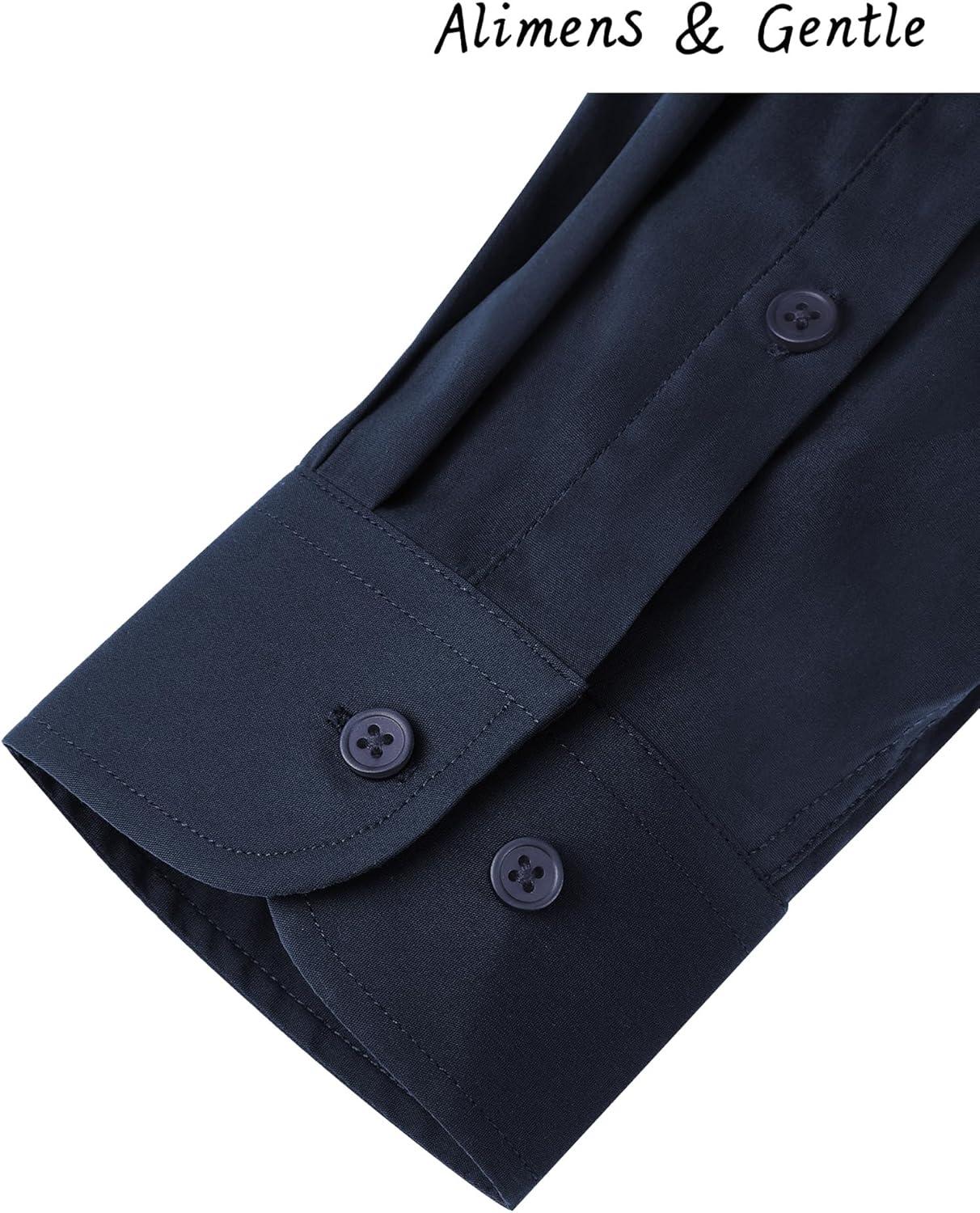 imageAlimens amp Gentle Mens Dress Shirts Long Sleeve WrinkleResistant Solid Stretch Button Down ShirtNavy