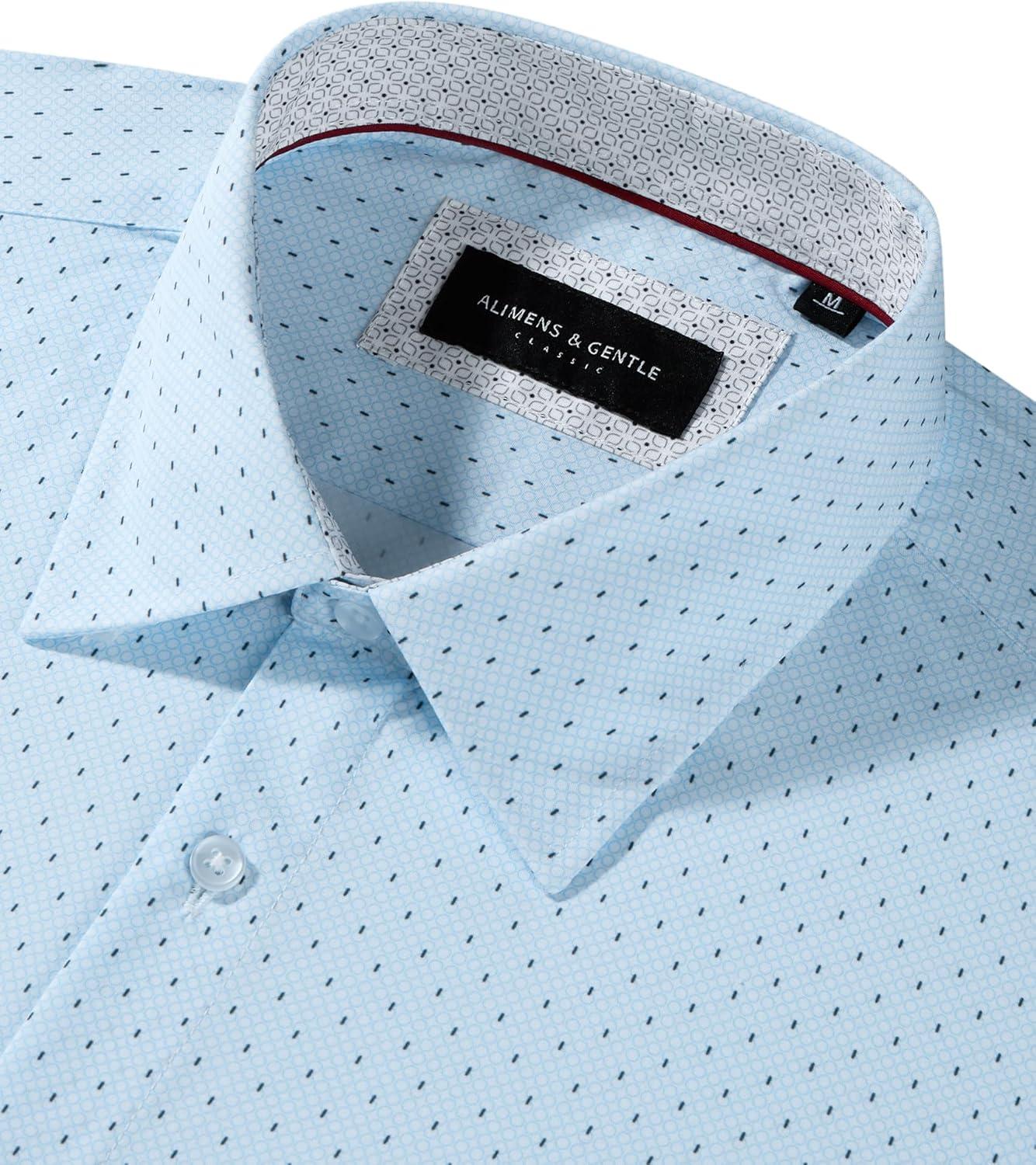 imageAlimens amp Gentle Mens Dress Shirts Printed Button Down Shirt Long Sleeve Regular Fit Inner Collar Contrast Shirt BusinessBluepat11