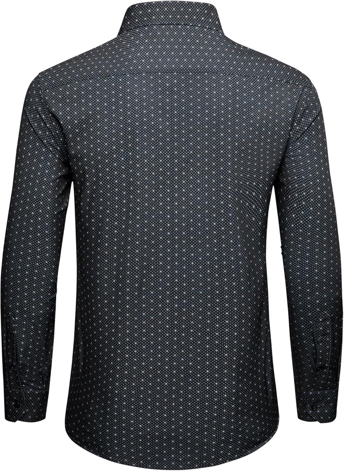 imageAlimens amp Gentle Mens Dress Shirts Printed Button Down Shirt Long Sleeve Regular Fit Inner Collar Contrast Shirt BusinessNavypat10