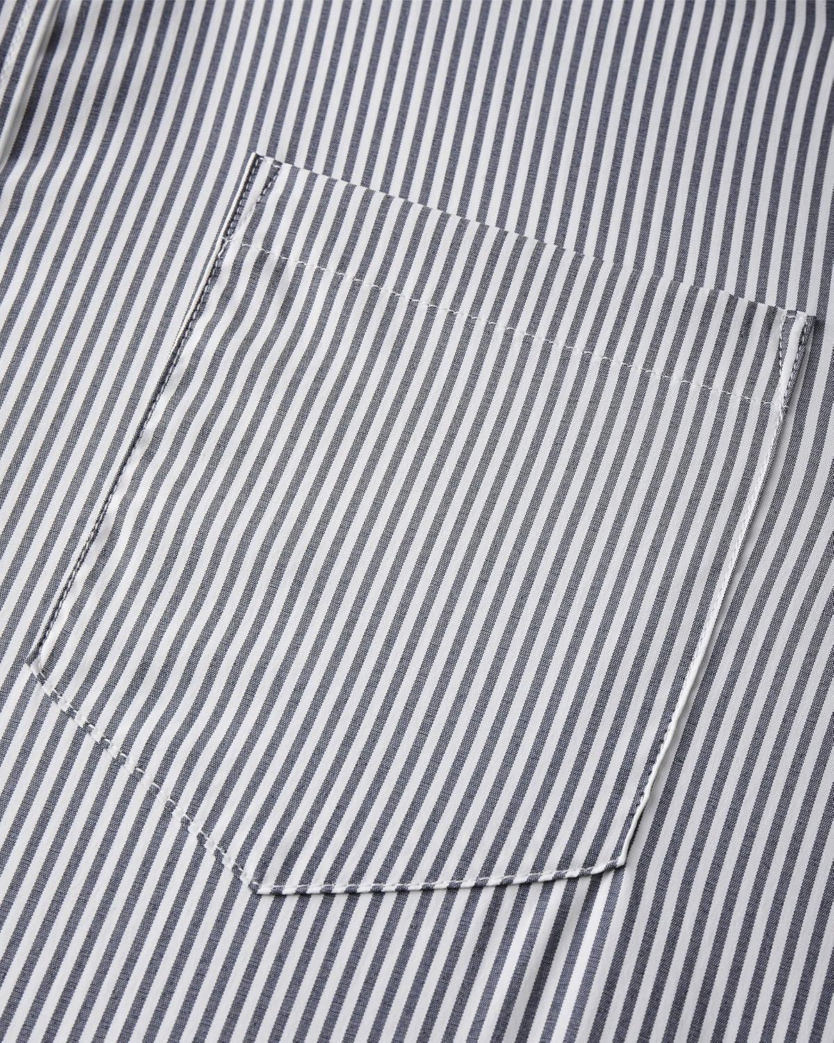 imageAlimens amp Gentle Mens Dress Shirts Regular Fit Long Sleeve Button Down Shirts Wrinkle Free Cotton ShirtsBlack Stripe