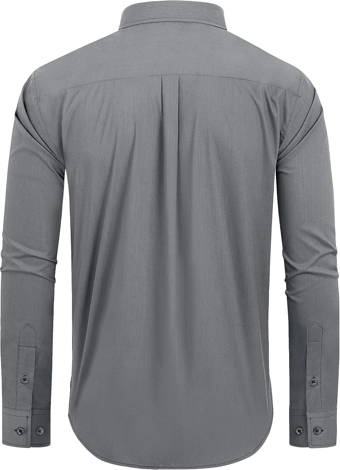 imageAlimens amp Gentle Mens Dress Shirts Regular Fit Long Sleeve Button Down Shirts Wrinkle Free Cotton ShirtsGrey
