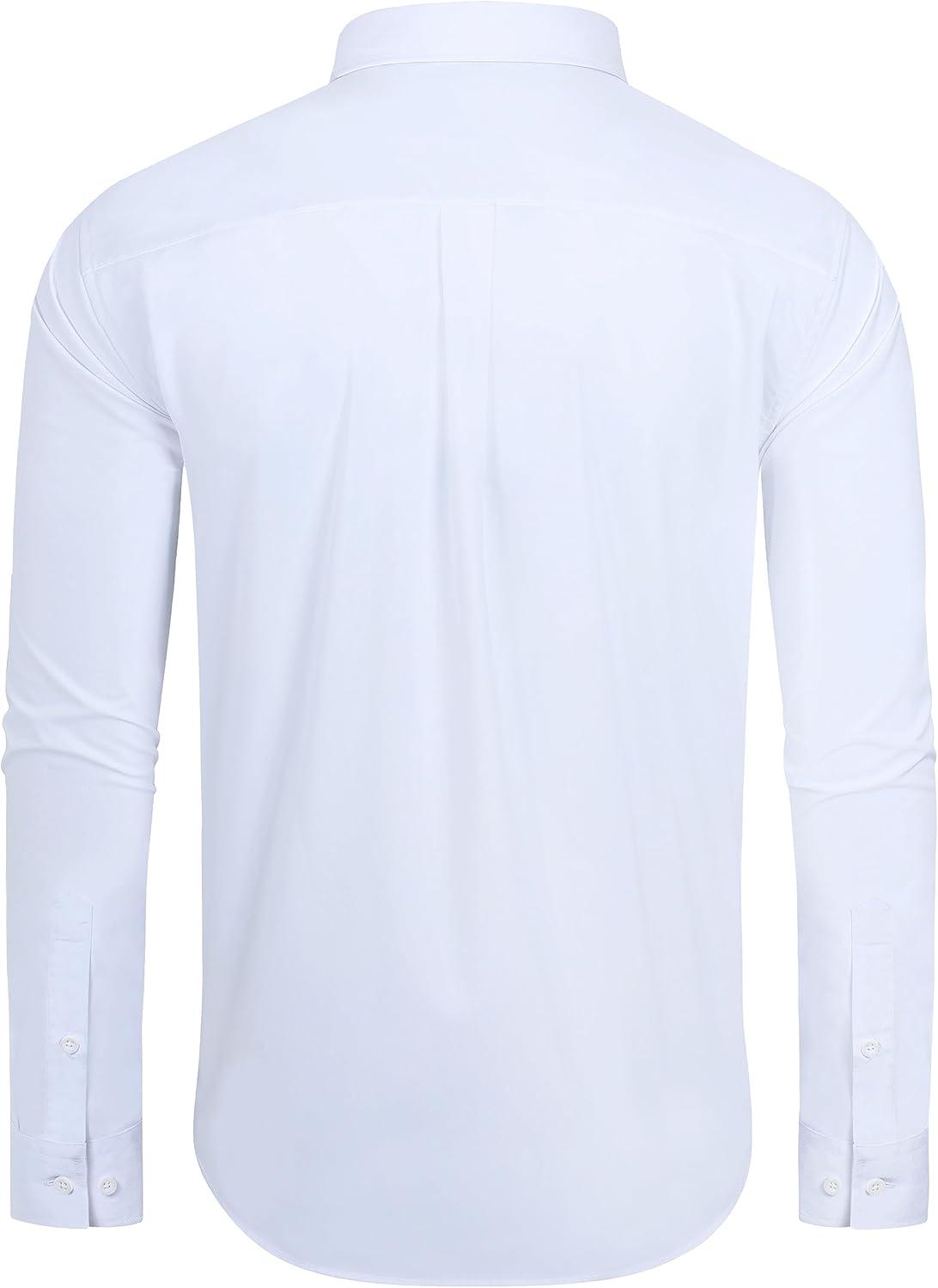 imageAlimens amp Gentle Mens Dress Shirts Regular Fit Long Sleeve Button Down Shirts Wrinkle Free Cotton ShirtsWhite