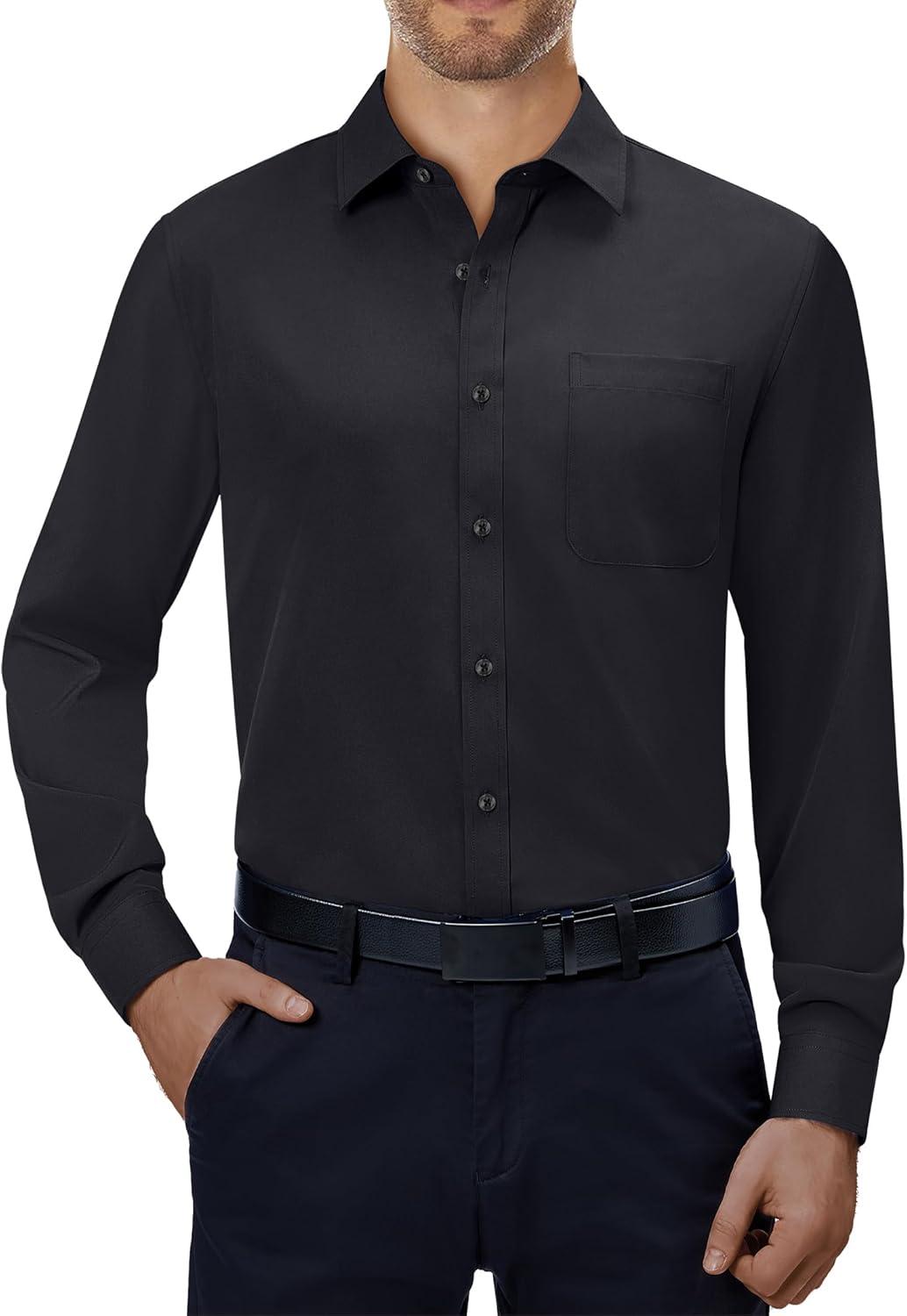 imageAlimens amp Gentle Mens Dress Shirts Wrinkle Free Solid Button Down Shirts for Summer Business Wedding