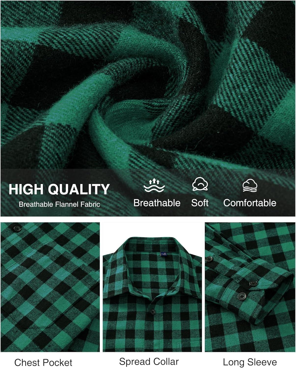 imageAlimens amp Gentle Mens Flannel Shirt Long Sleeve Plaid Button Down Shirts Casual Work Soft Tops Family Gathering with PocketGreen Black Plaid