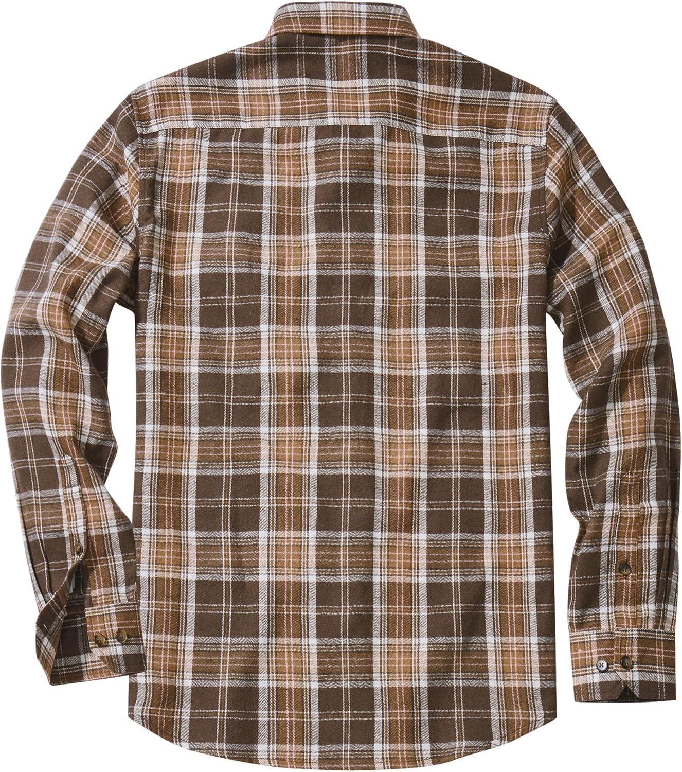 imageAlimens amp Gentle Mens Flannel Shirt Long Sleeve Plaid Button Down Shirts Jacket Casual Work Outdoor Camp with PocketsDark Brown Plaid