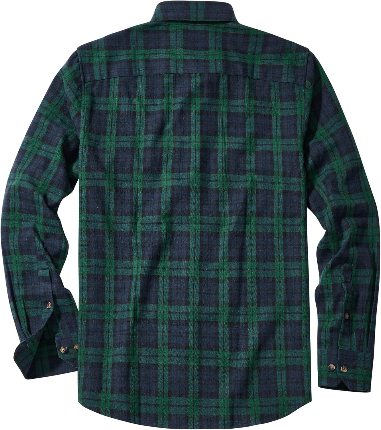 imageAlimens amp Gentle Mens Flannel Shirt Long Sleeve Plaid Button Down Shirts Jacket Casual Work Outdoor Camp with PocketsGreen Black Plaid