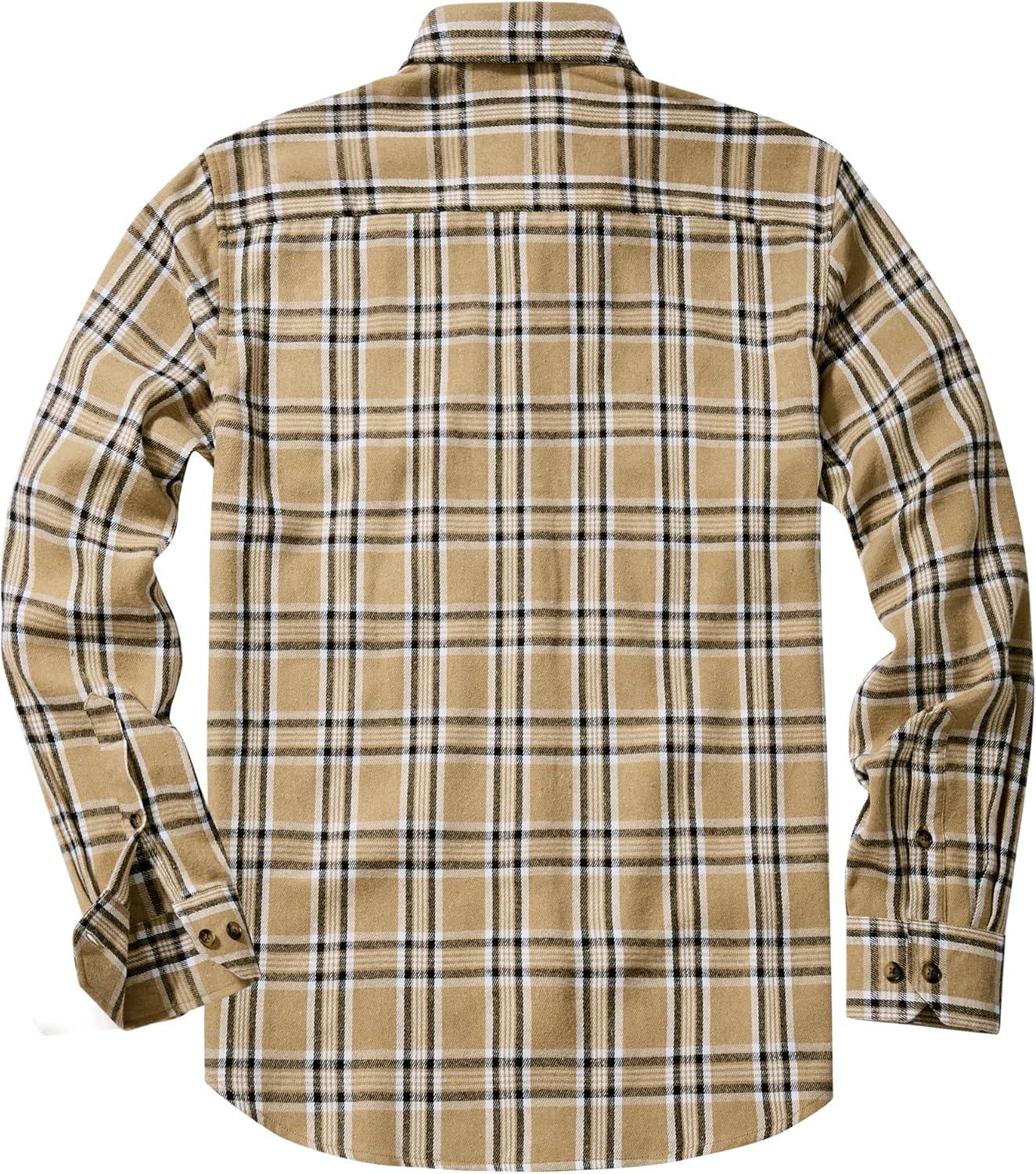 imageAlimens amp Gentle Mens Flannel Shirt Long Sleeve Plaid Button Down Shirts Jacket Casual Work Outdoor Camp with PocketsKhaki Black Plaid