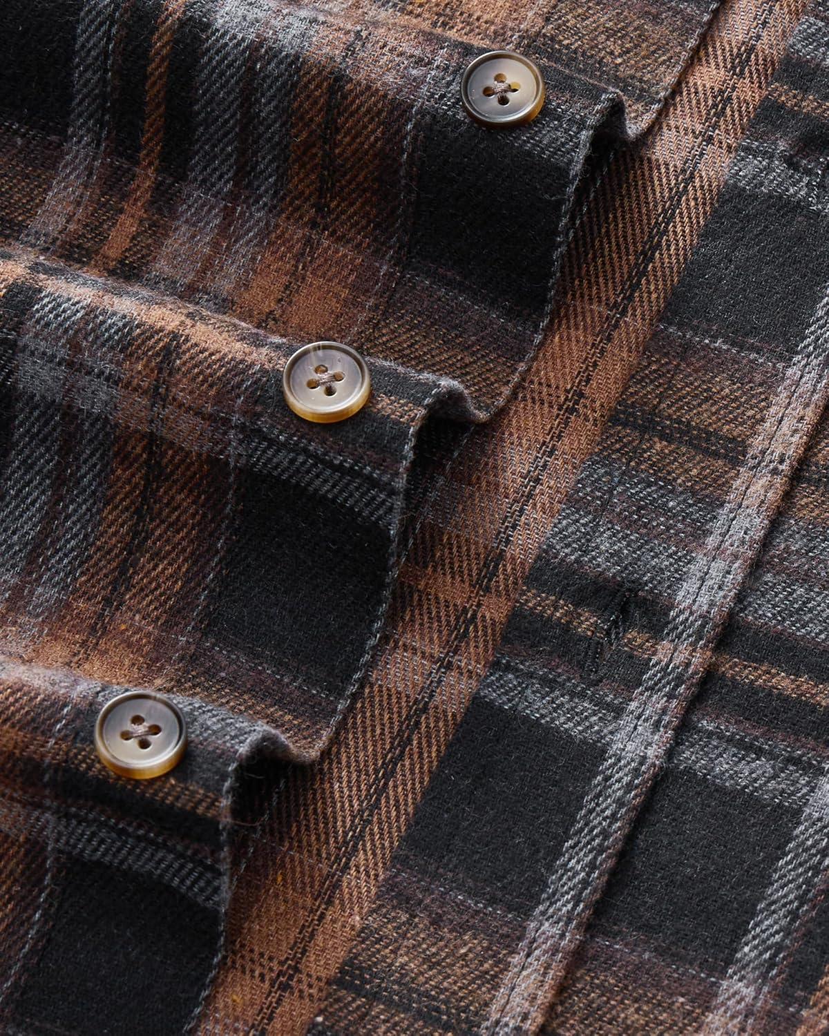 imageAlimens amp Gentle Mens Flannel Shirt Long Sleeve Plaid Button Down Shirts Jacket Casual Work Outdoor Camp with PocketsOrange Black Plaid