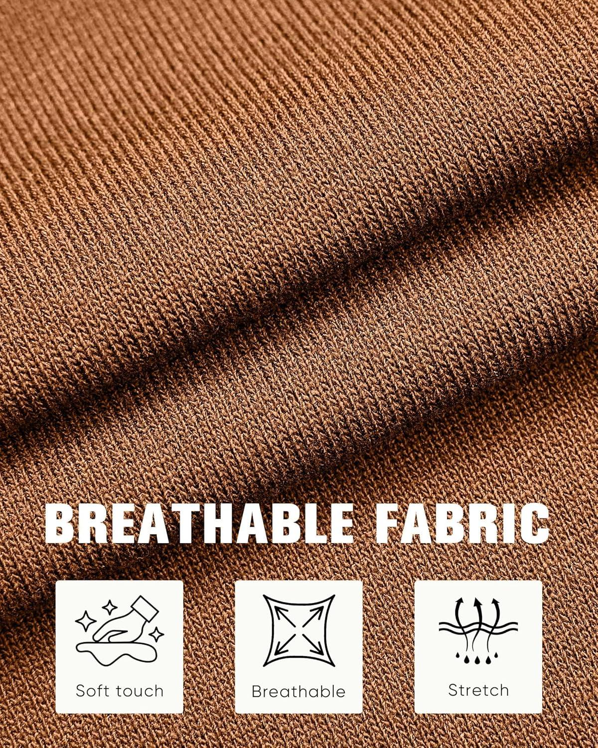 imageAlimens amp Gentle Mens Knit Shirt Short Sleeve Button Down Shirt Textured Casual Summer Beach Polo ShirtsBrown