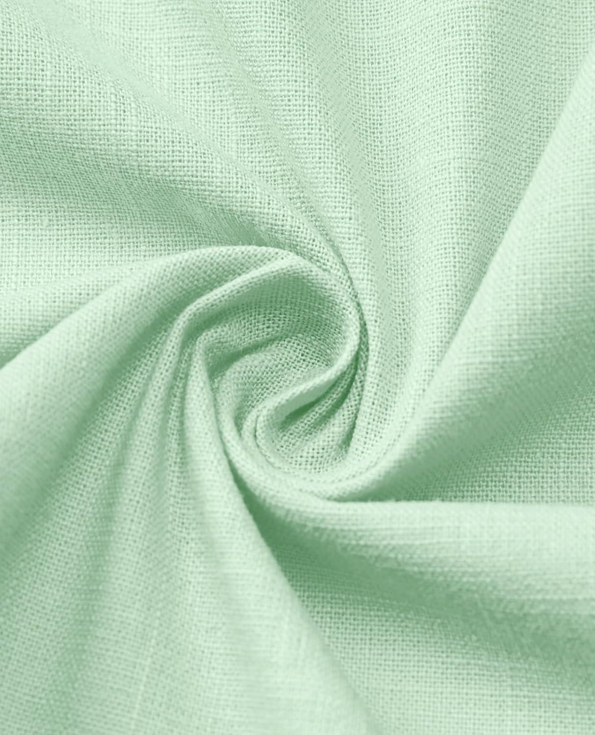 imageAlimens amp Gentle Mens Linen Shirt Short Sleeve Casual Cotton Button Down Shirts Collared Summer ShirtsLight Green