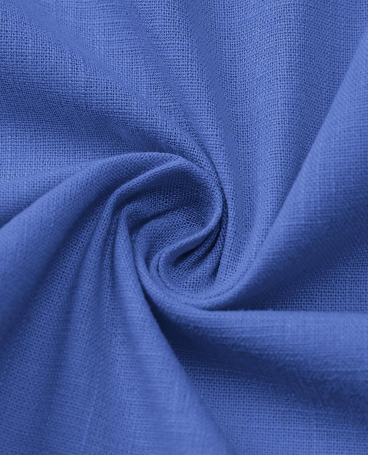 imageAlimens amp Gentle Mens Linen Shirt Short Sleeve Casual Cotton Button Down Shirts Collared Summer ShirtsRoyal Blue