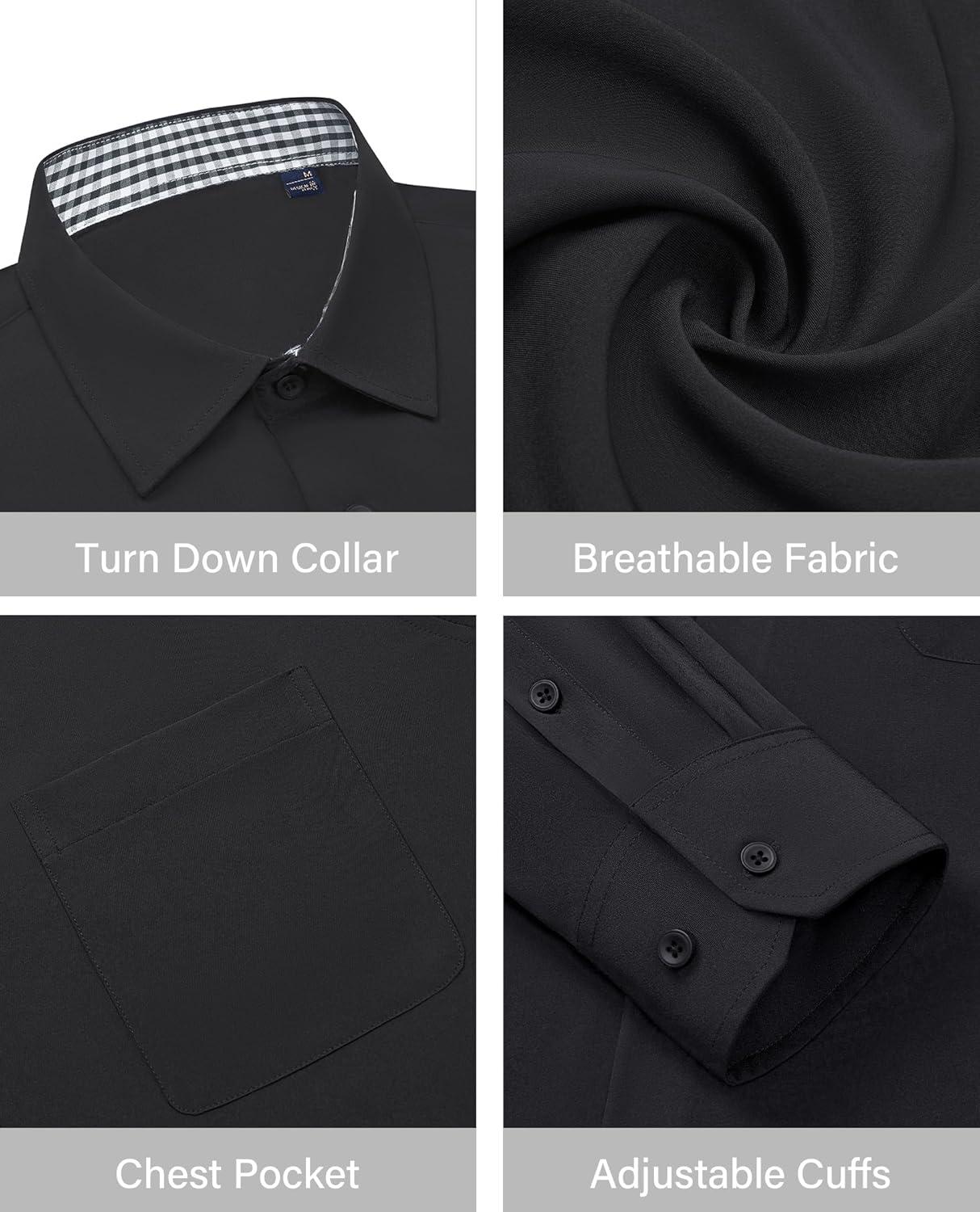 imageAlimens amp Gentle Mens Long Sleeve Shirts Casual Plaid Button Down Shirts for Men Dress ShirtBlack