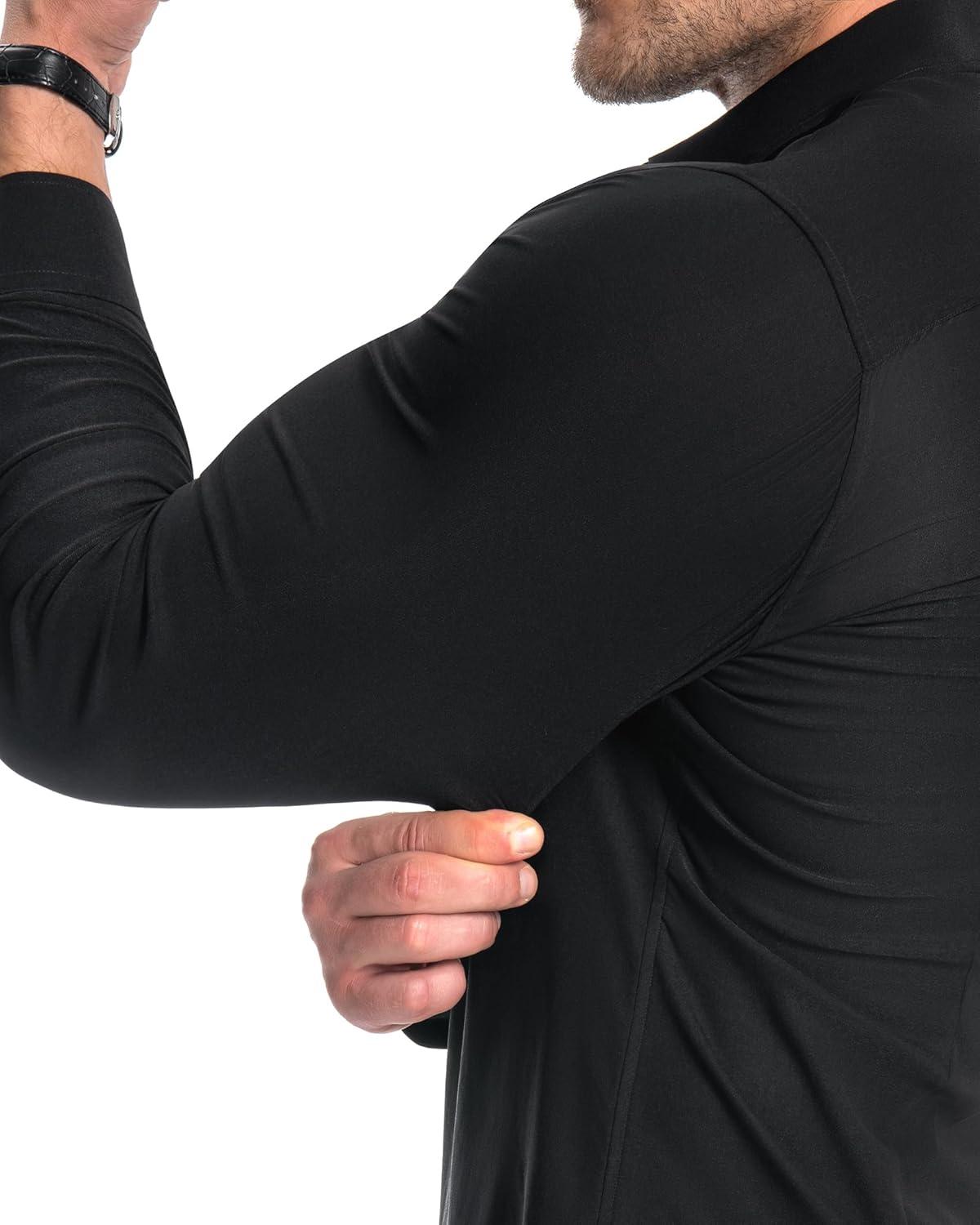 imageAlimens amp Gentle Mens Muscle Fit Dress Shirts Stretch Slim Fit Long Sleeve Button Down Shirts Business Formal Dress ShirtsBlack