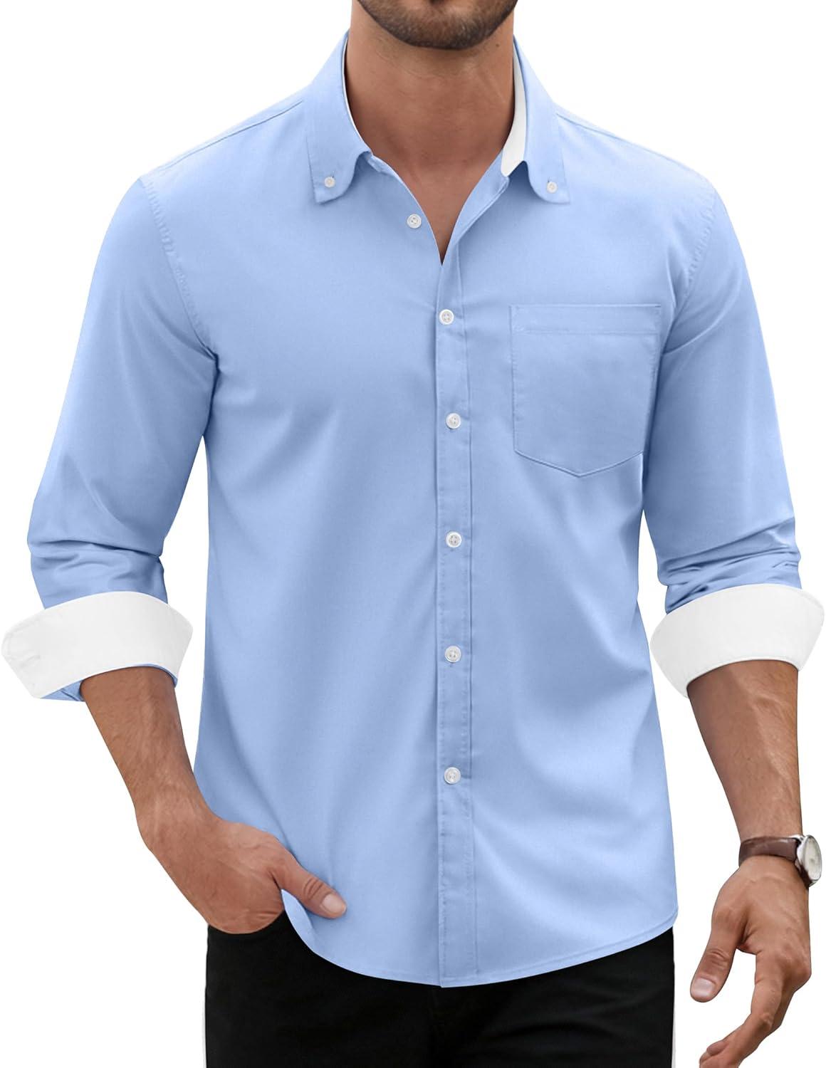 imageAlimens amp Gentle Mens Oxford Shirt Long Sleeve Button Down Shirt Casual Stretch Dress Shirt with Pocket