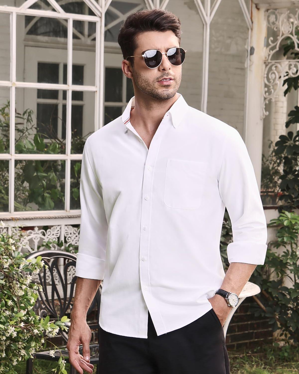 imageAlimens amp Gentle Mens Oxford Shirts Stretch Dress Shirt for Men Casual Formal Business Work Long Sleeve Button Down Shirts