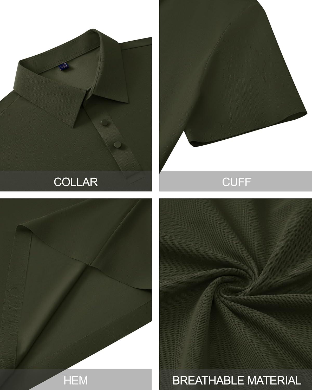 imageAlimens amp Gentle Mens Polo Shirt Stretch Short Sleeve Dry Fit Golf Shirts Moisture Wicking Breathable Tops Daily Tennis SportArmy Green