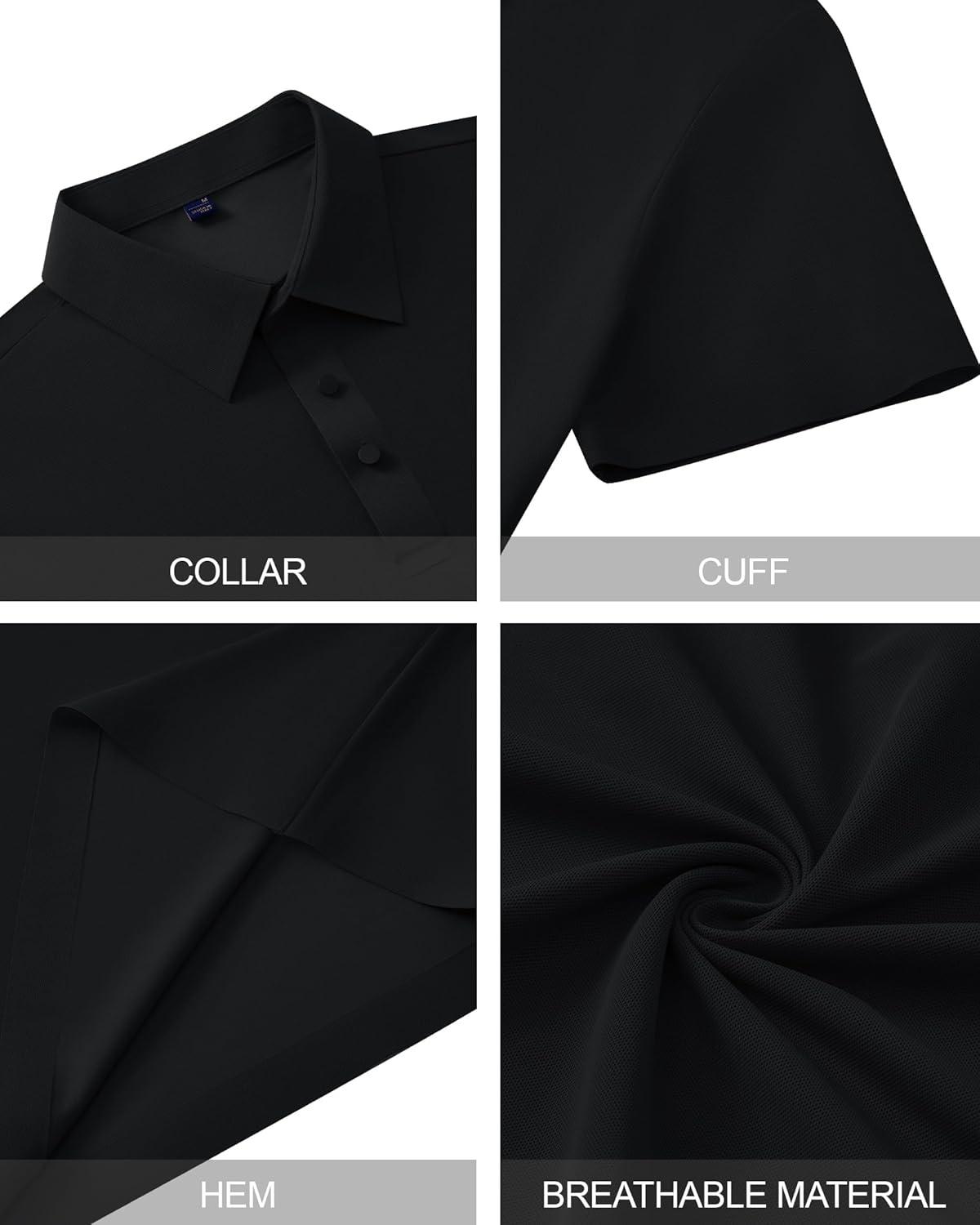 imageAlimens amp Gentle Mens Polo Shirt Stretch Short Sleeve Dry Fit Golf Shirts Moisture Wicking Breathable Tops Daily Tennis SportBlack