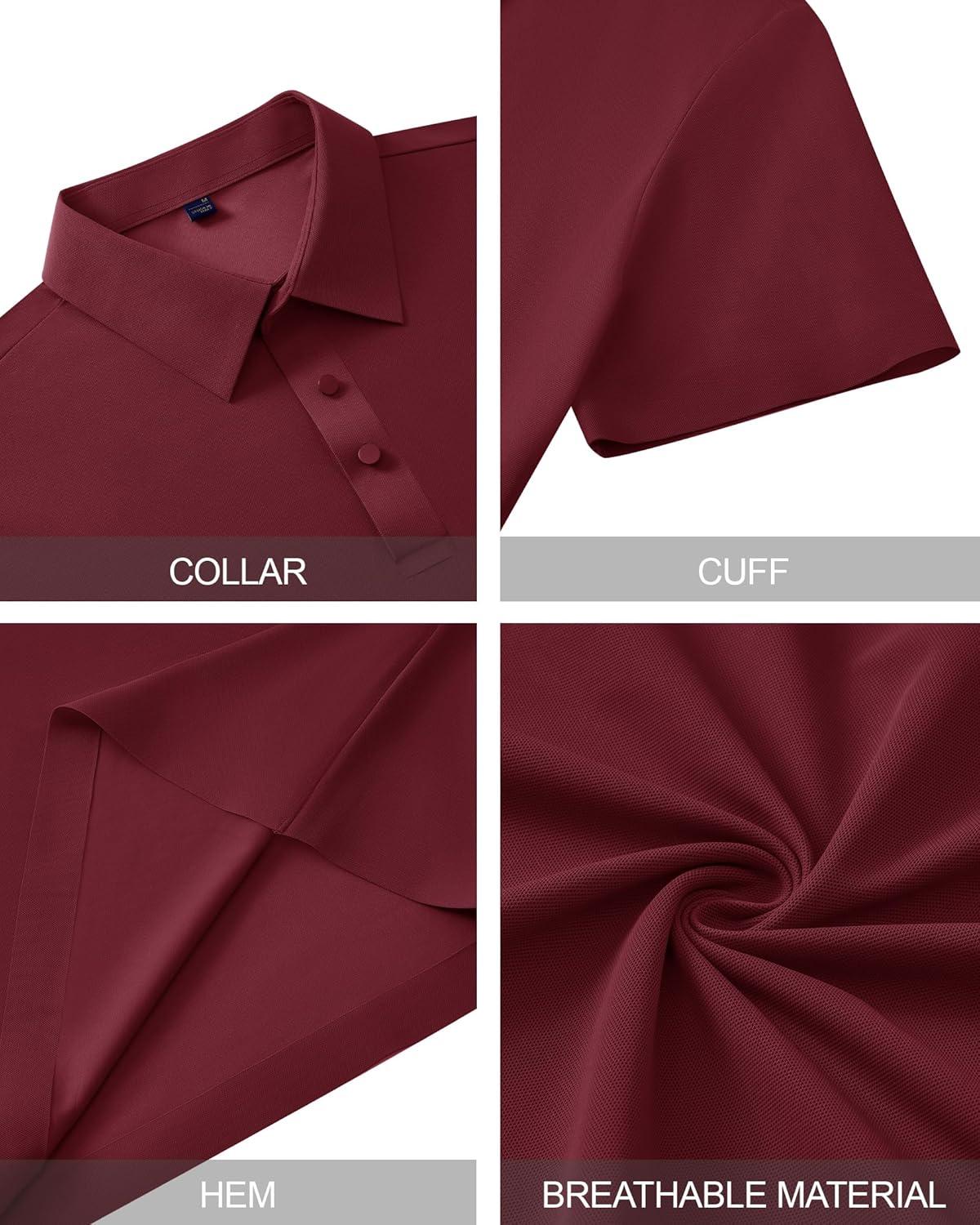 imageAlimens amp Gentle Mens Polo Shirt Stretch Short Sleeve Dry Fit Golf Shirts Moisture Wicking Breathable Tops Daily Tennis SportBurgundy
