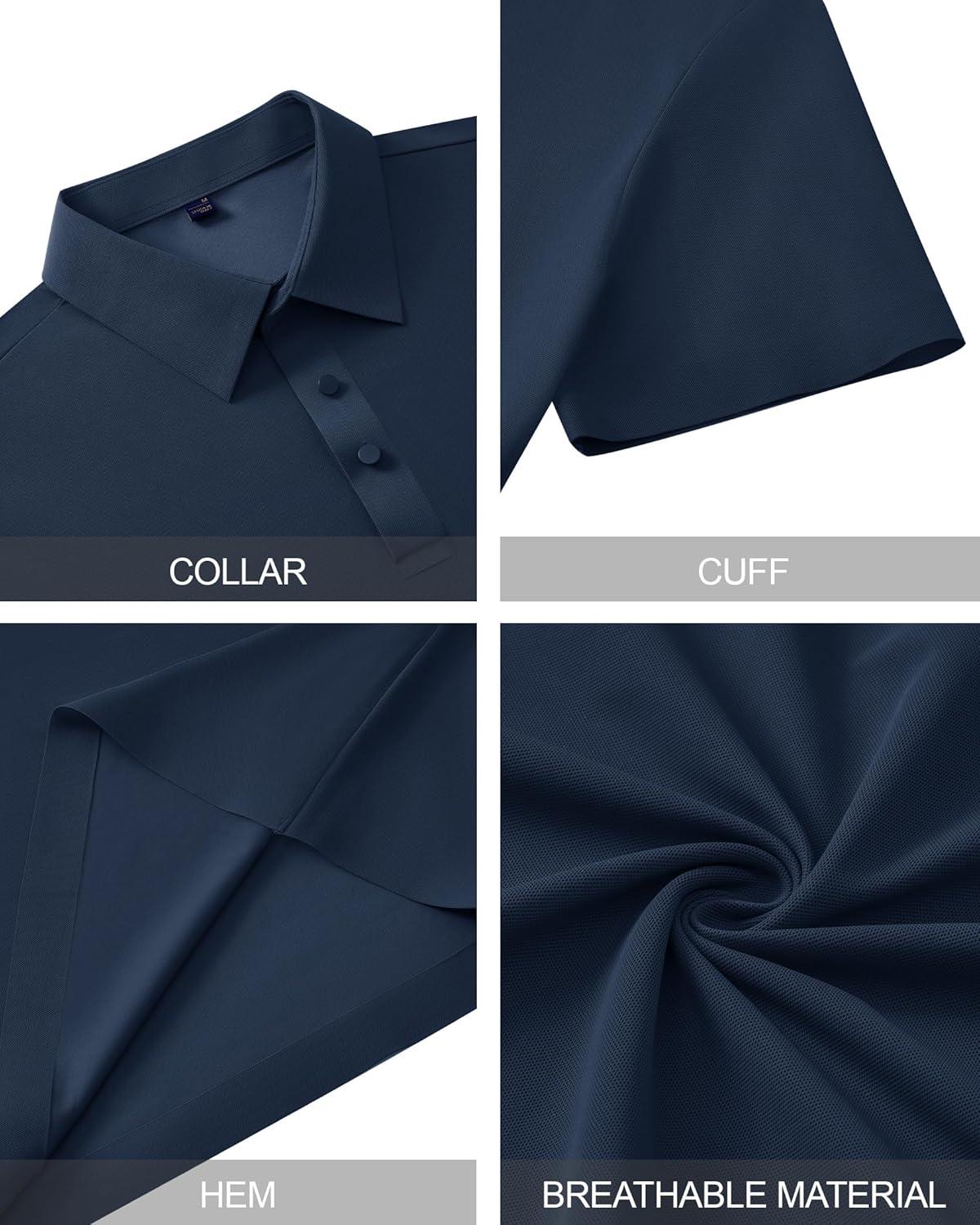 imageAlimens amp Gentle Mens Polo Shirt Stretch Short Sleeve Dry Fit Golf Shirts Moisture Wicking Breathable Tops Daily Tennis SportNavy Blue