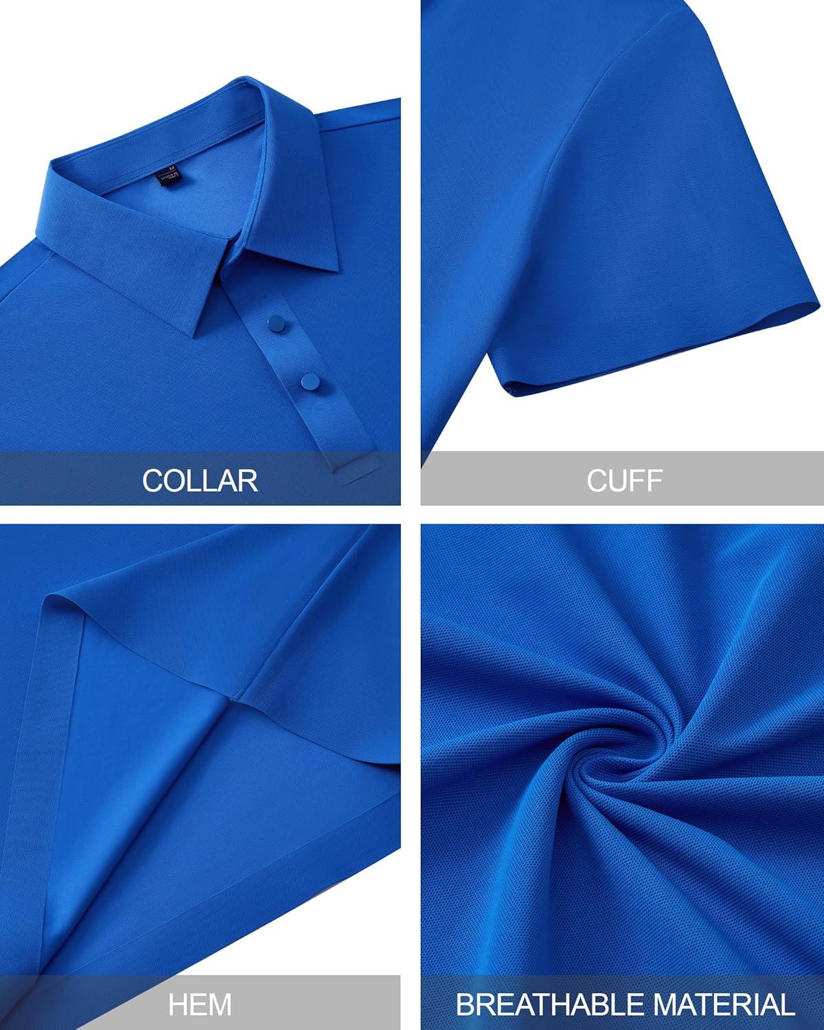 imageAlimens amp Gentle Mens Polo Shirt Stretch Short Sleeve Dry Fit Golf Shirts Moisture Wicking Breathable Tops Daily Tennis SportRoyal Blue