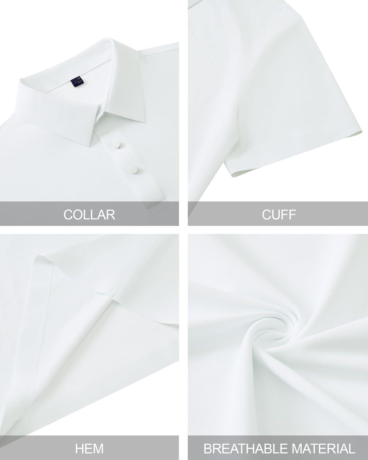 imageAlimens amp Gentle Mens Polo Shirt Stretch Short Sleeve Dry Fit Golf Shirts Moisture Wicking Breathable Tops Daily Tennis SportWhite