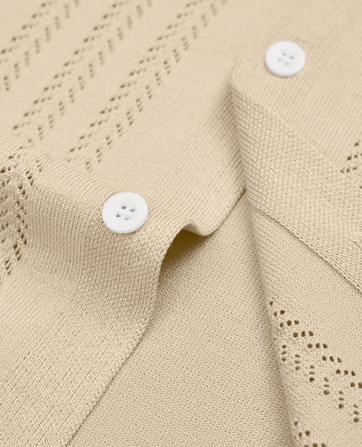 imageAlimens amp Gentle Mens Shirts Casual Button Down Shirts Beach Vintage Knit Short Sleeve Polo Shirt for Men06light Khaki