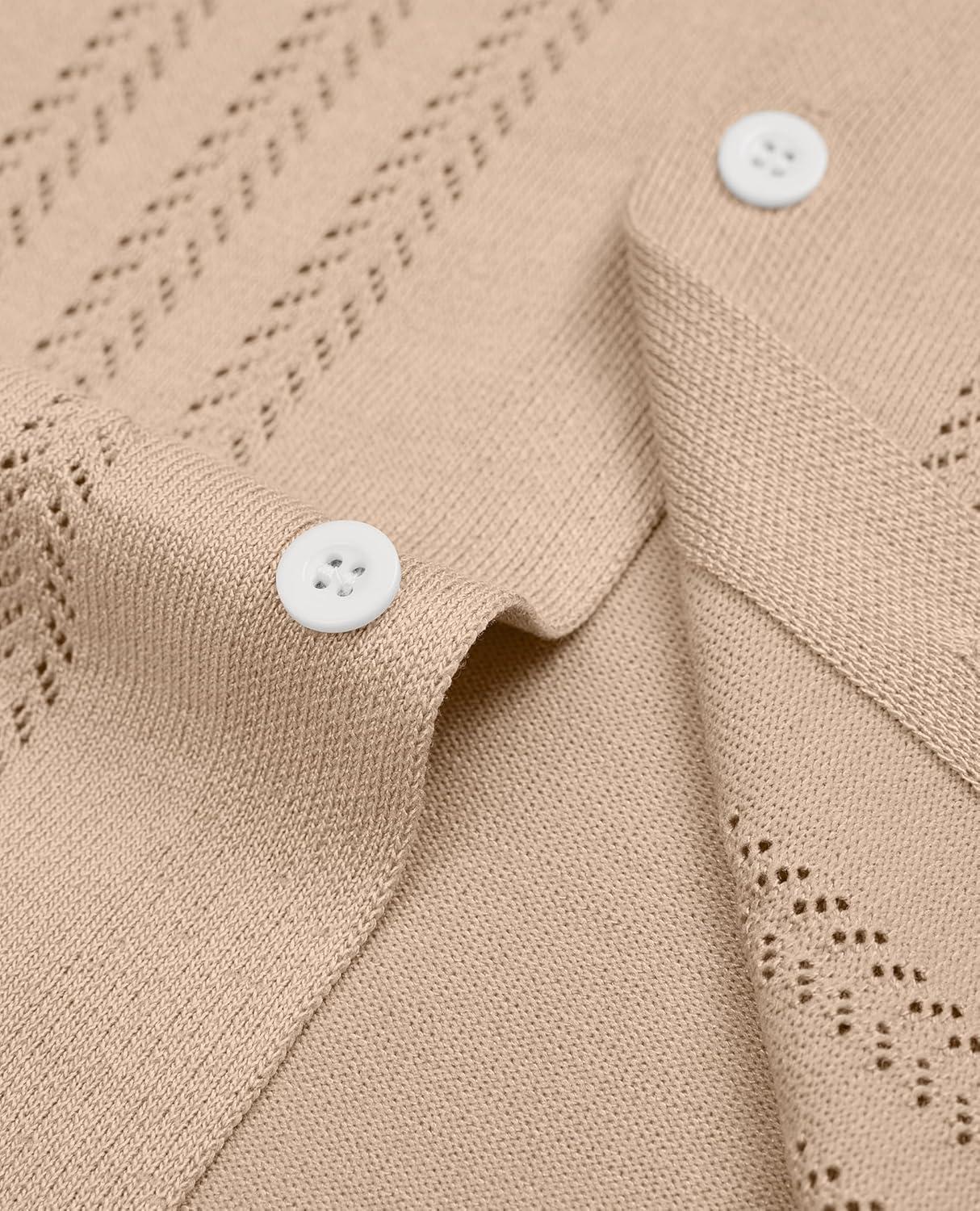 imageAlimens amp Gentle Mens Shirts Casual Button Down Shirts Beach Vintage Knit Short Sleeve Polo Shirt for Men07khaki