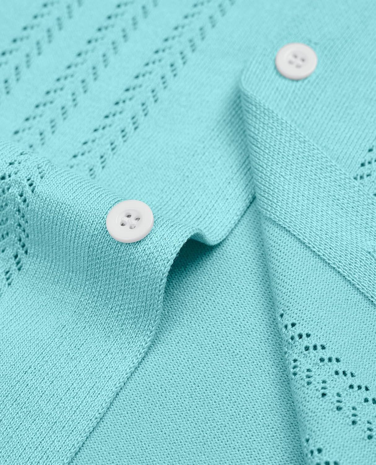 imageAlimens amp Gentle Mens Shirts Casual Button Down Shirts Beach Vintage Knit Short Sleeve Polo Shirt for Men13ice Green