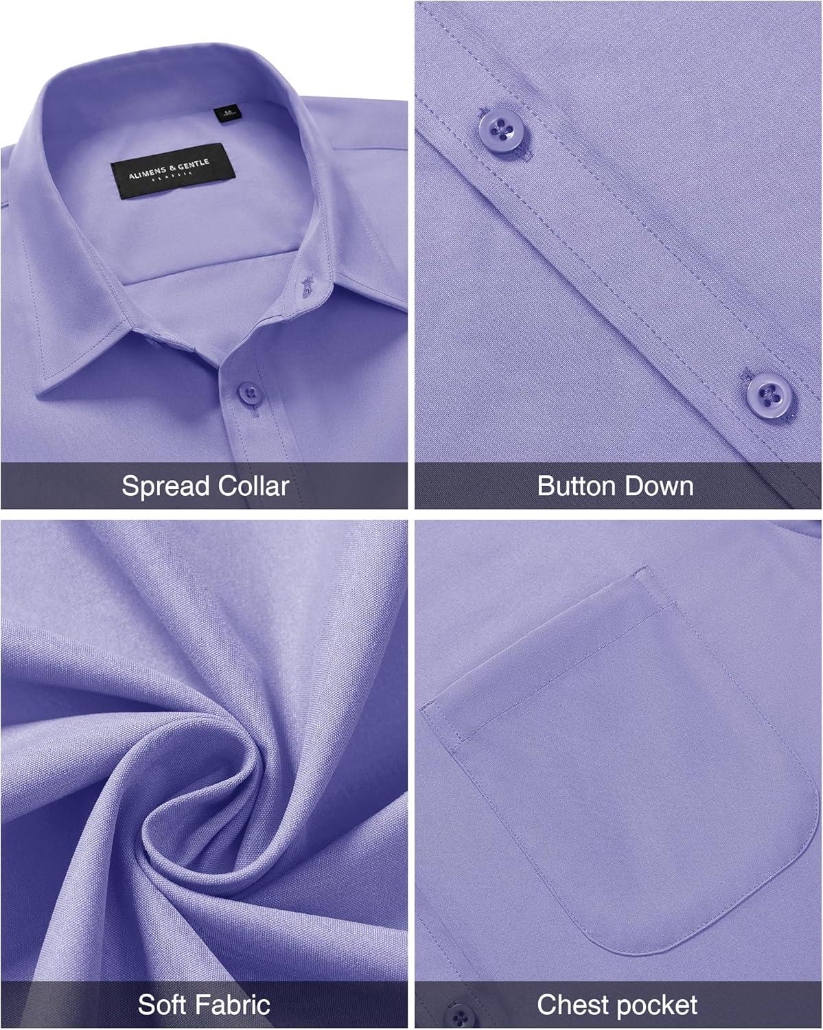 imageAlimens amp Gentle Mens Short Sleeve Dress Shirts Wrinkle Free Untucked Casual Button Down ShirtLight Purple