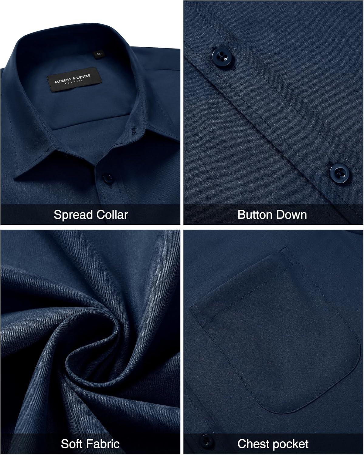 imageAlimens amp Gentle Mens Short Sleeve Dress Shirts Wrinkle Free Untucked Casual Button Down ShirtNavy Blue