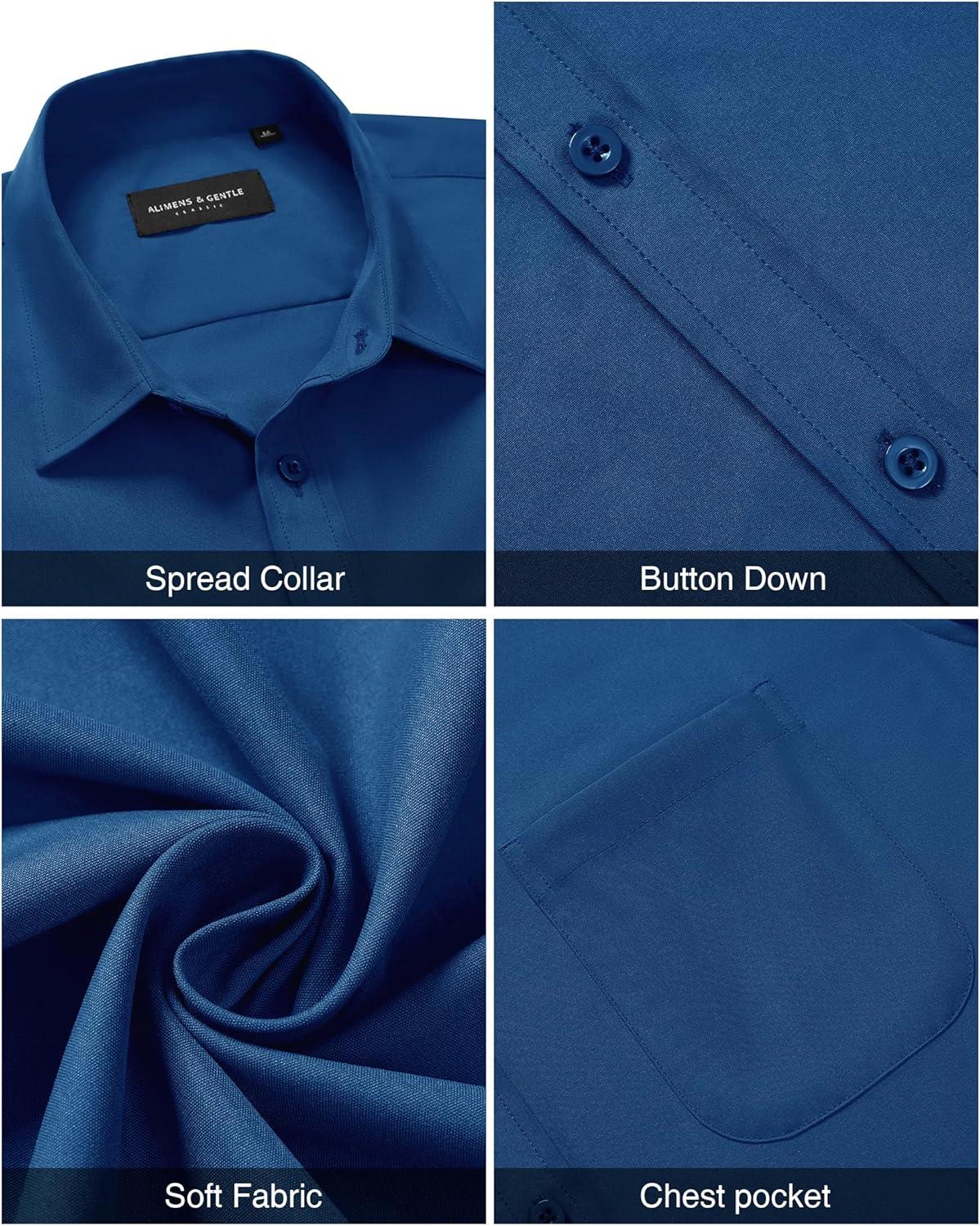 imageAlimens amp Gentle Mens Short Sleeve Dress Shirts Wrinkle Free Untucked Casual Button Down ShirtPeacock Blue